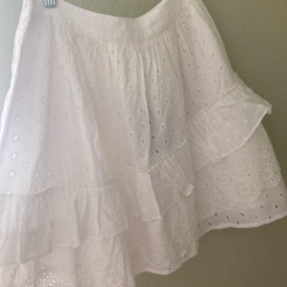 White ruffle mini skirt Anthropologie small petite NWT - Picture 6 of 6